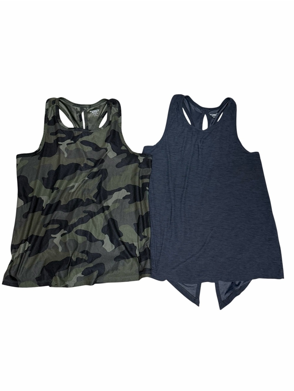 Old Navy Active Womens Set of 2 Tie-Back Tank Tops | Camo & Gray | Small